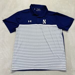 Northwestern Wildcats Polo Shirt Men 2XL Purple Under Armour Loose HeatGear NCAA